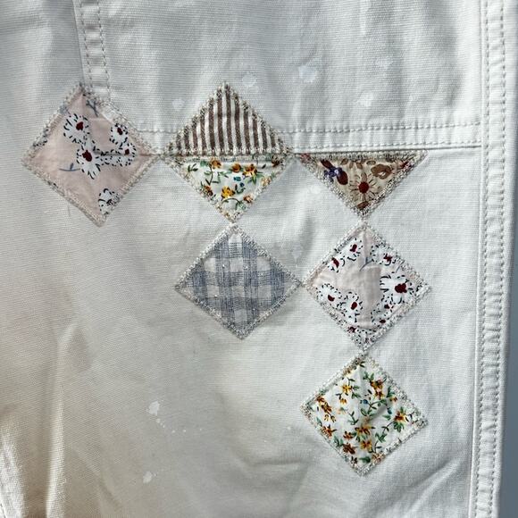 Anthropologie Pilcro The Wanderer Pants Cream Floral Patchwork Boho Size 29 - Picture 4 of 7